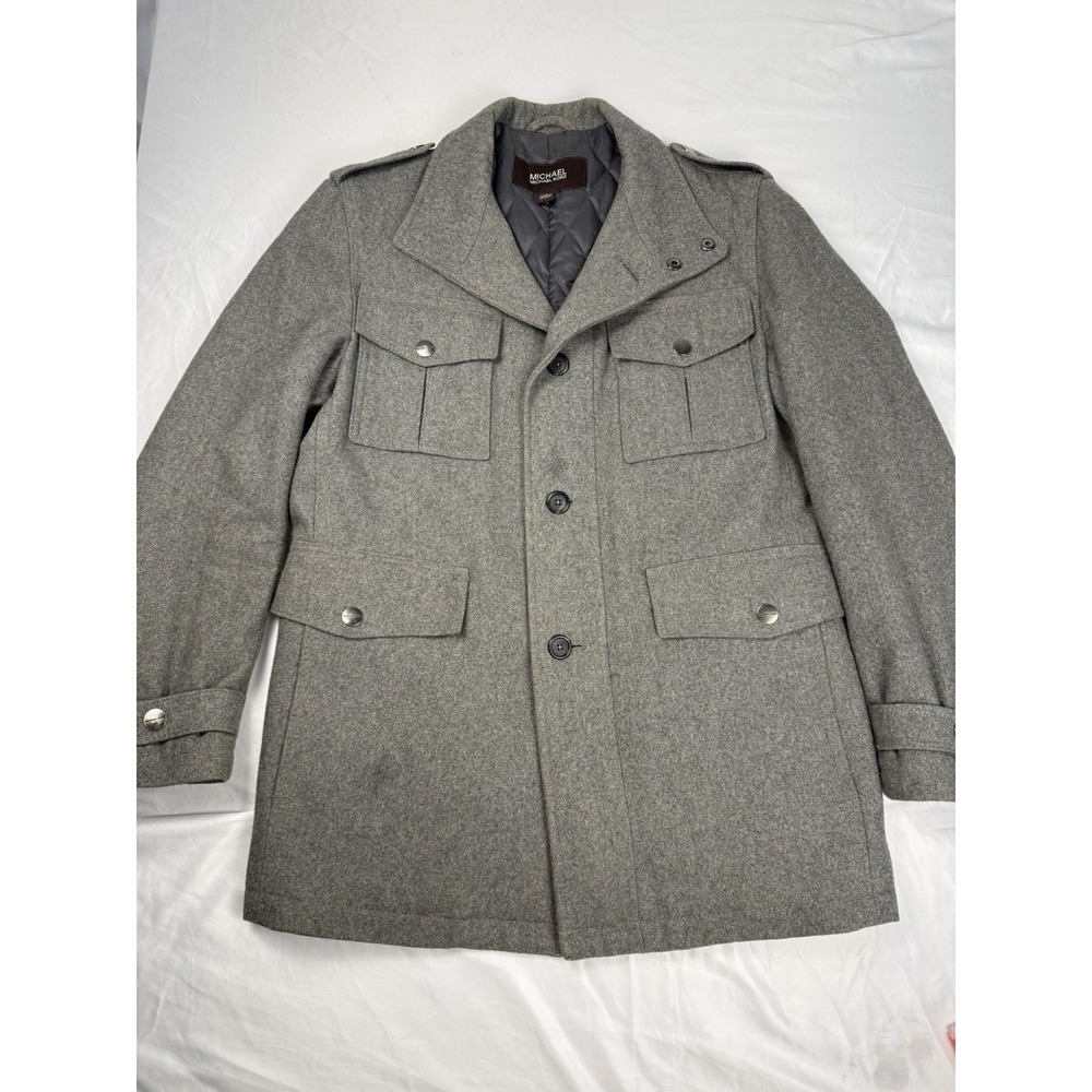 Michael Michael Kors Women's Gray Wool Blend Military Coat‎ Jacket Size S